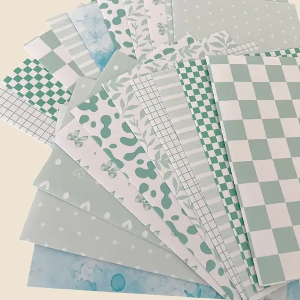 20 Papeles Scrapbook, Junk Journal, Papelería Verde Vol 2 2