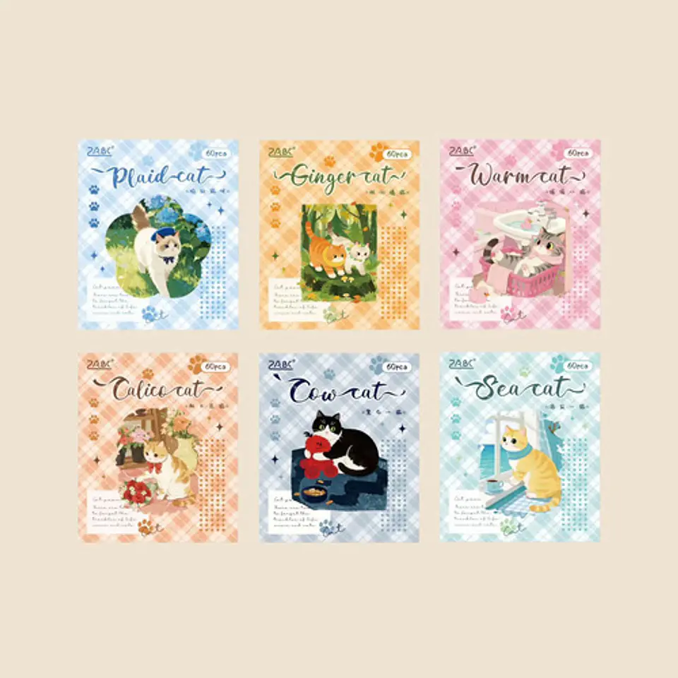 60 Stickers Gatito Kawaii / Pegatinas Gatos Junk Journal 4