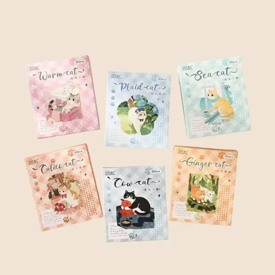 60 Stickers Gatito Kawaii / Pegatinas Gatos Junk Journal 7