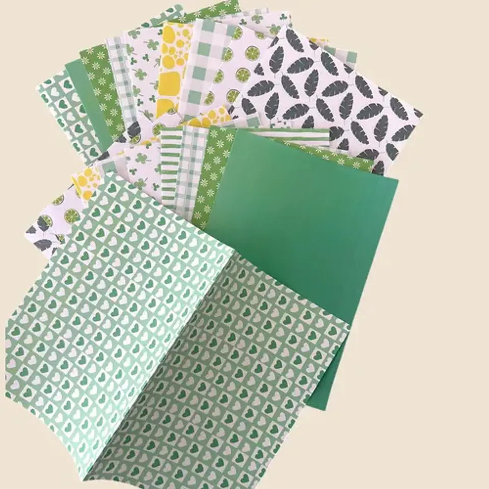 20 Papeles Scrapbook, Junk Journal, Papelería Verde Vol 1 3