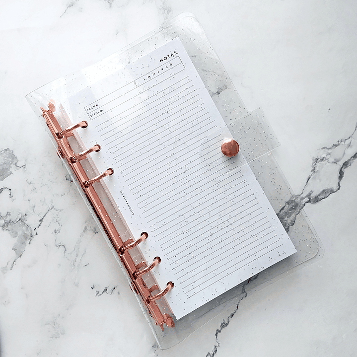 Binder Clear Glitter | Personal | Rose Gold 1