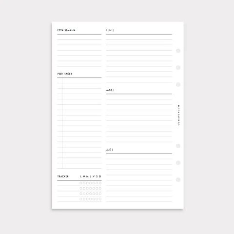 Insert | A5 | Vista Semanal en 2P (Horizontal)