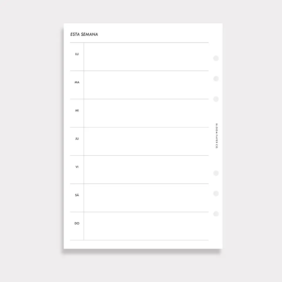 Insert | A5 | Vista Semanal en 2P (Hobonichi) 2