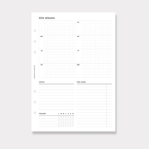 Insert | A5 | Vista Semanal en 1P (Horizontal)