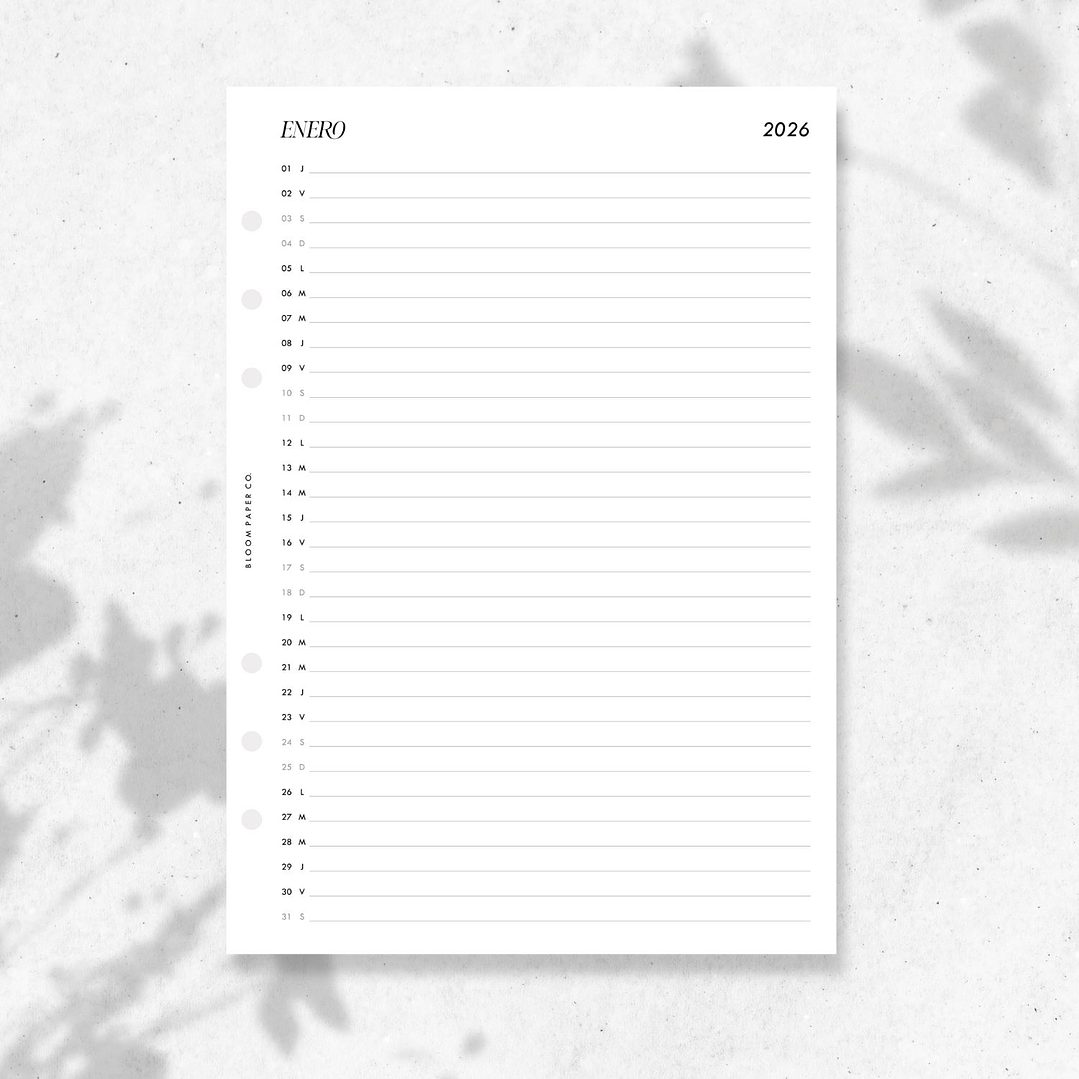 2026 | A5 | Vista Mensual en 1P | VERTICAL 1