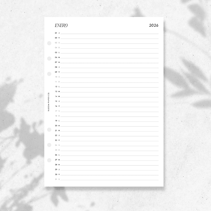 2026 | A5 | Vista Mensual en 1P | VERTICAL 1