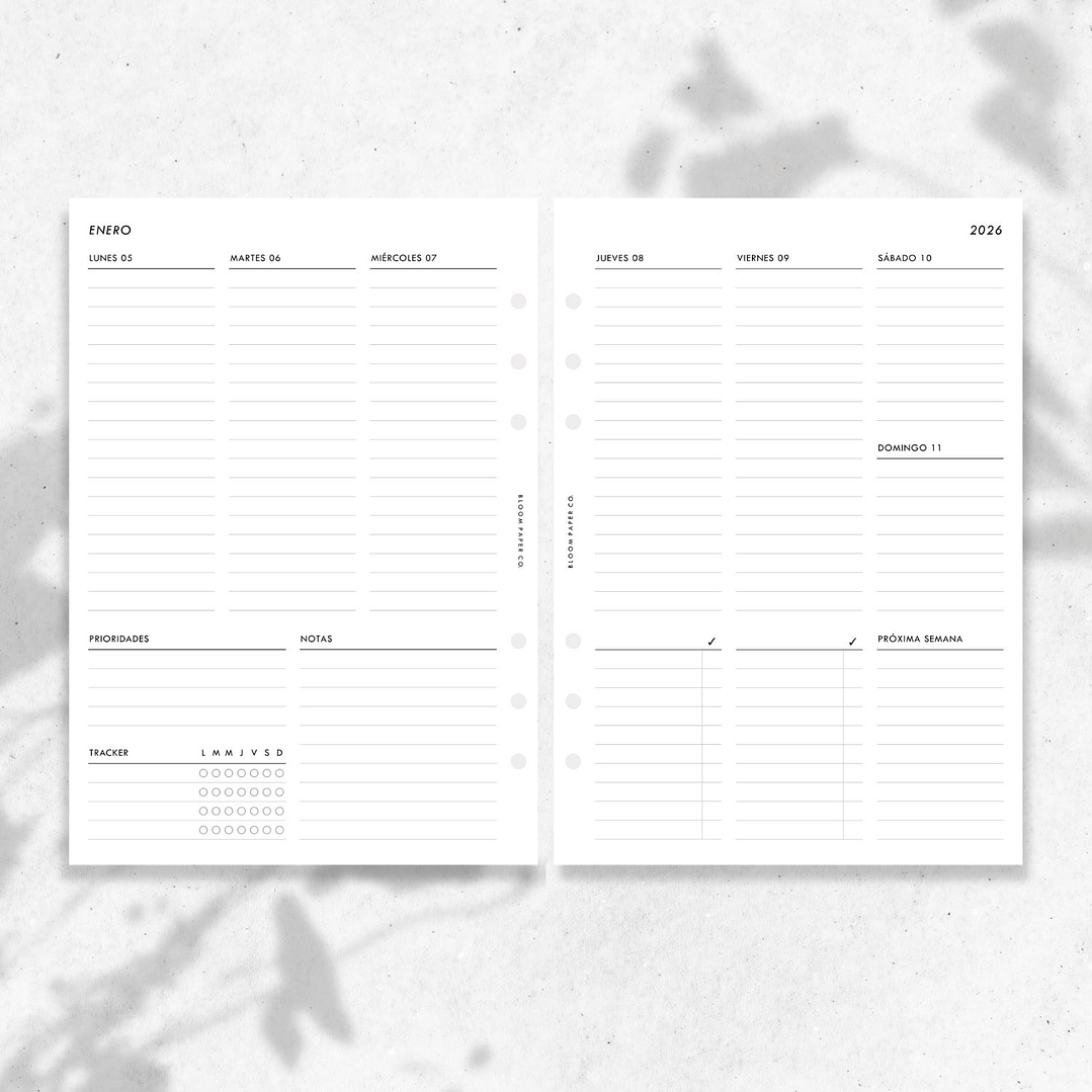 2026 | A5 | Vista Semanal en 2P | VERTICAL | Sin Horas 2