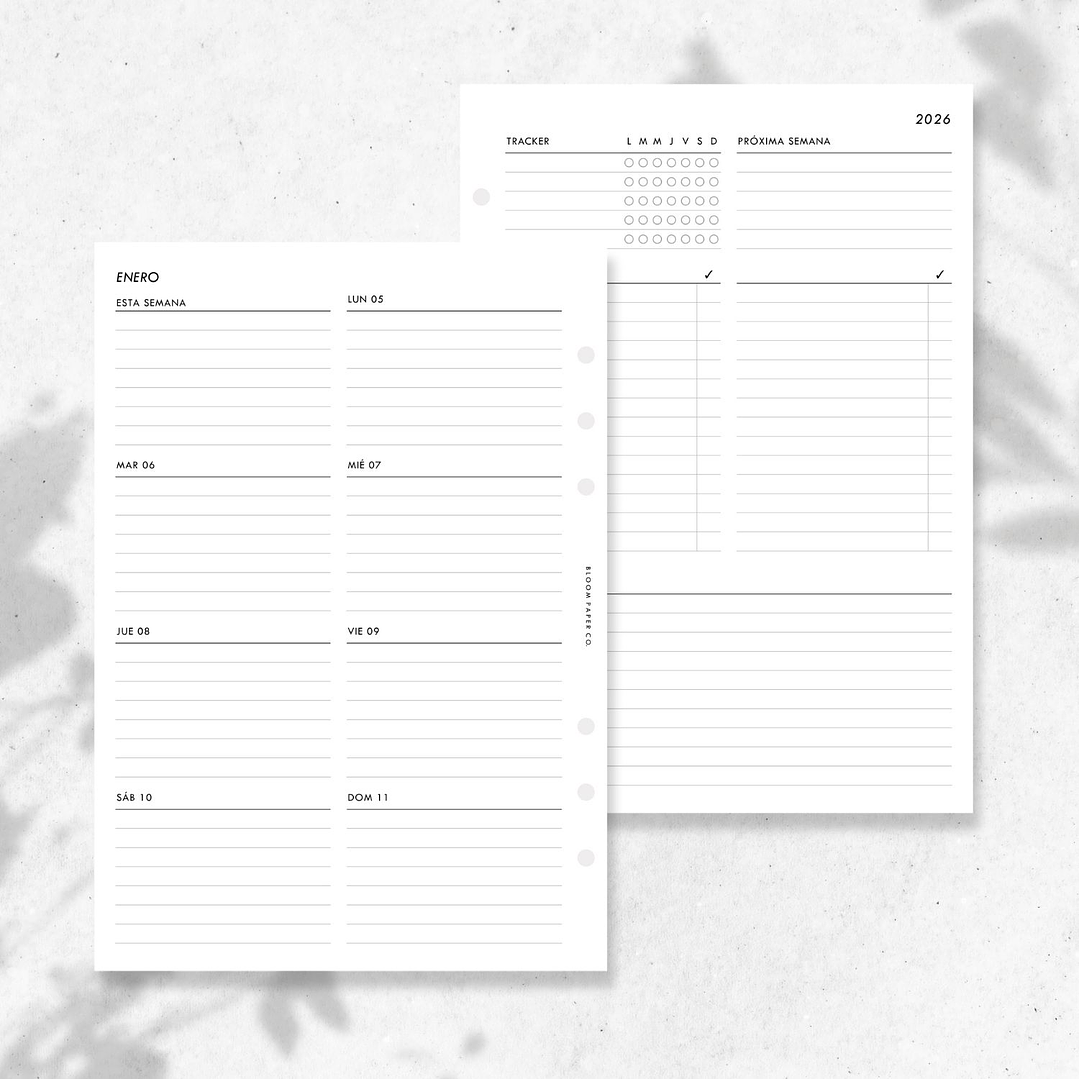 2026 | A5 | Vista Semanal en 2P | CON LISTAS 1