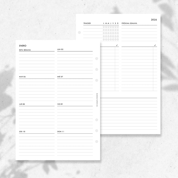 2026 | A5 | Vista Semanal en 2P | CON LISTAS 1