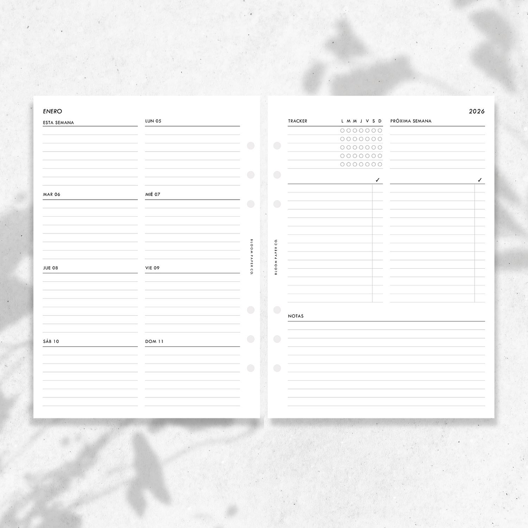 2026 | A5 | Vista Semanal en 2P | CON LISTAS 2