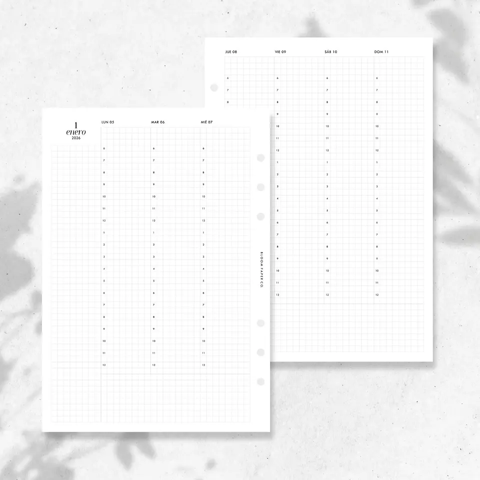 2026 | A5 | Vista Semanal en 2P | VERTICAL | Grid 1