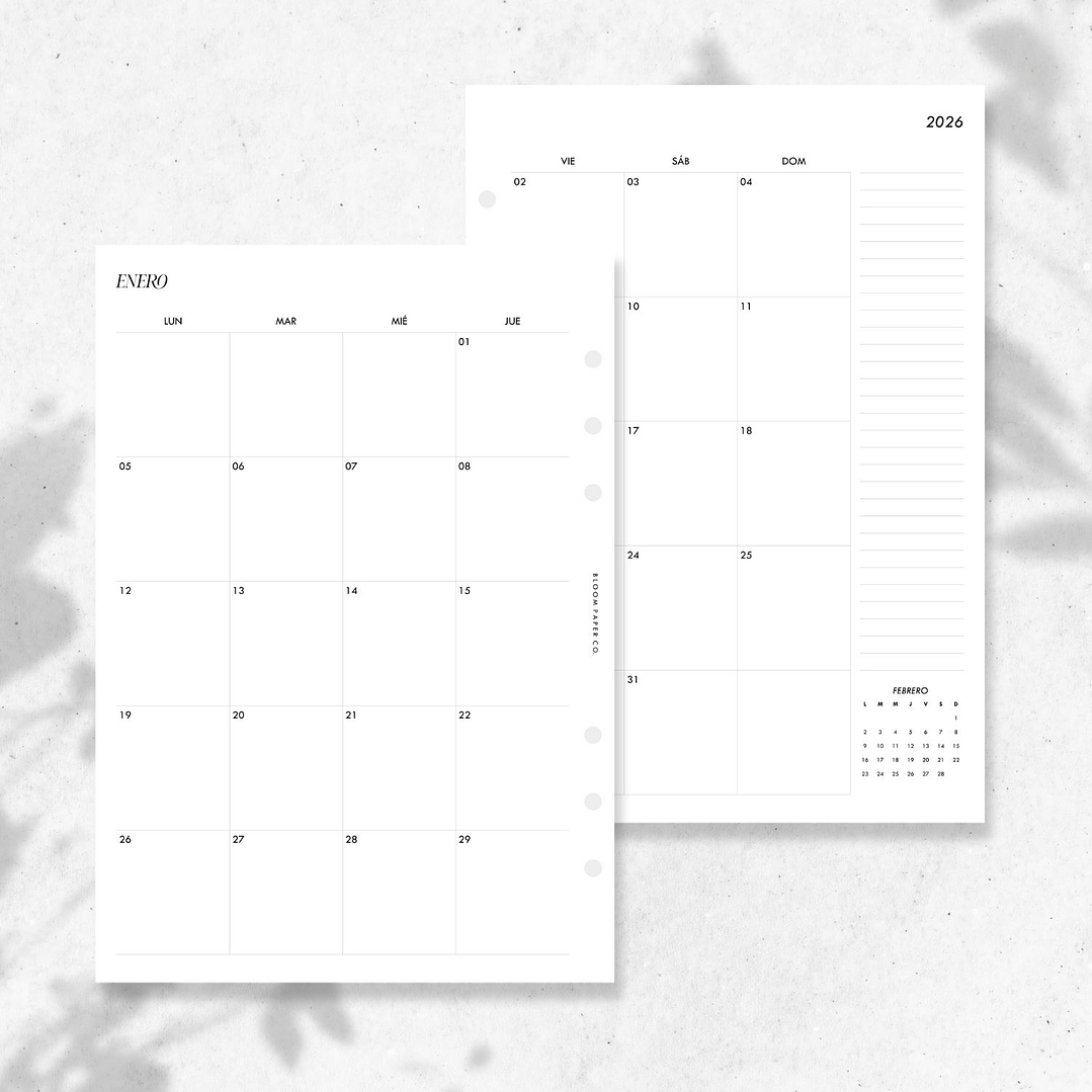 Agenda 2026 | Floral B&W 7