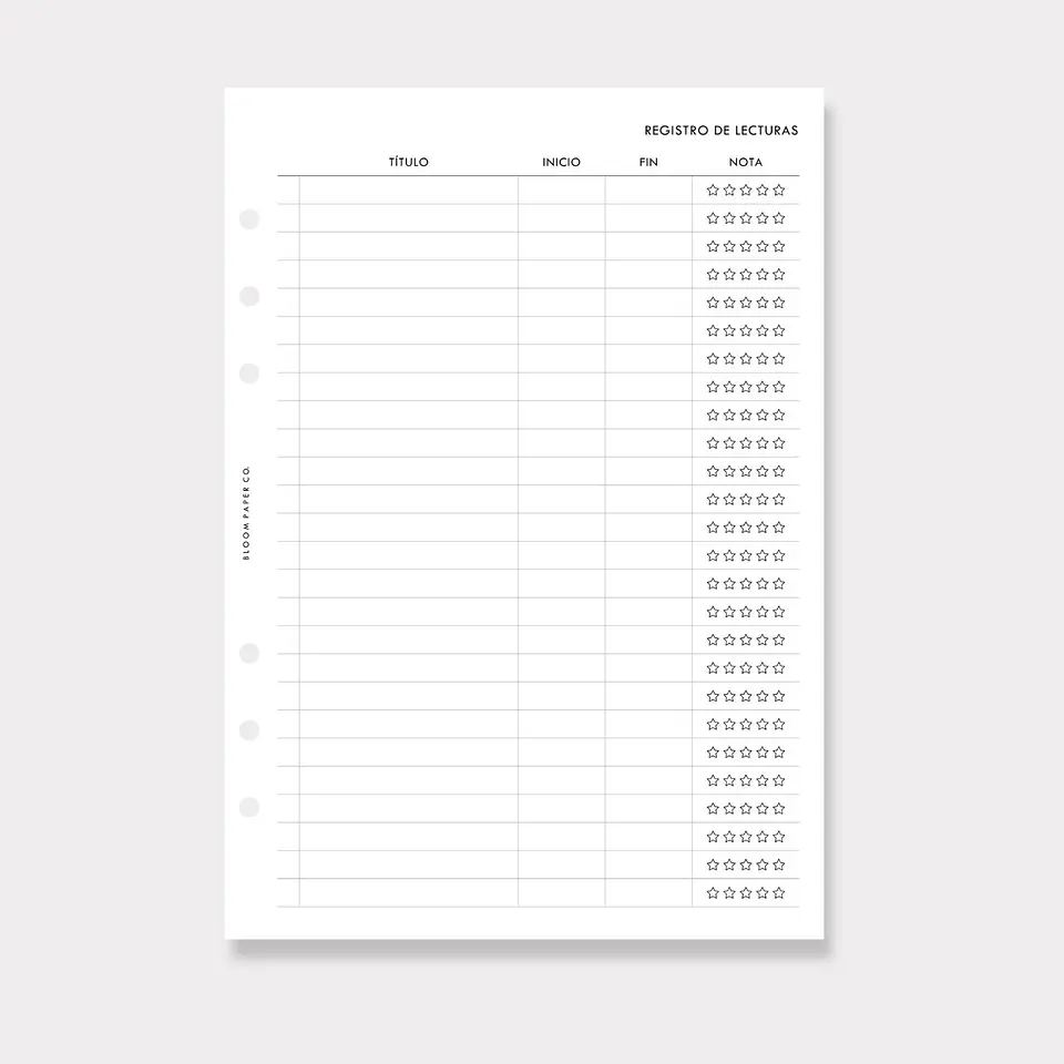 Insert | A5 | Registro de Lecturas 1