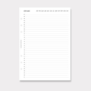 Insert | A5 | Vista Mensual en 1P (Vertical)