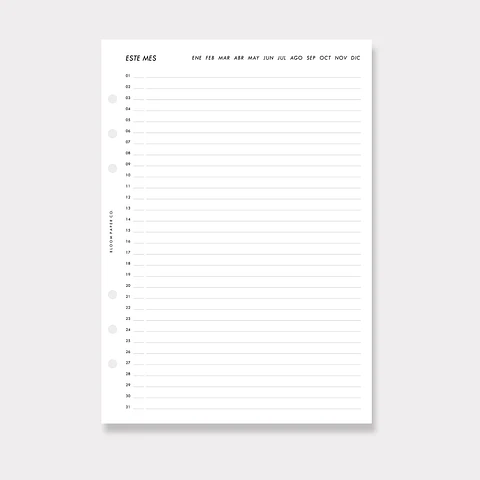 Insert | A5 | Vista Mensual en 1P (Vertical)