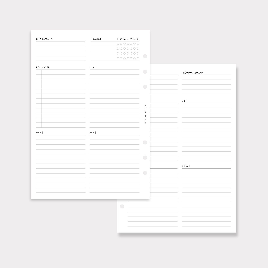 Insert | A5 | Vista Semanal en 2P (Clásica) 1