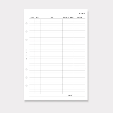 Insert | A5 | Registro de Gastos