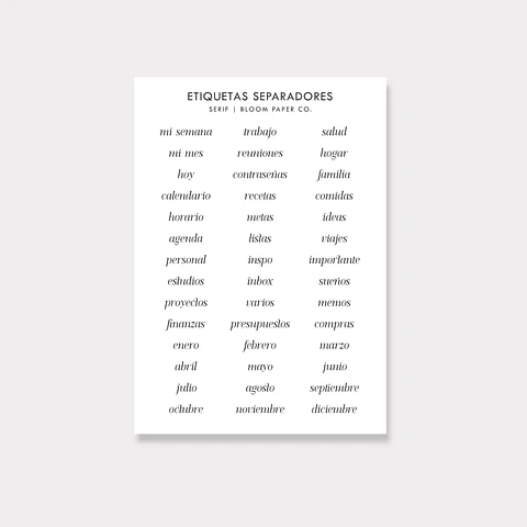 Stickers | Etiquetas Separadores SERIF
