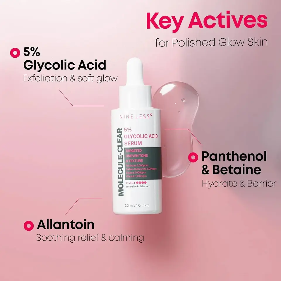 NINELESS Serum Facial Molecule-Clear 5% Glycolic Acid Serum 2