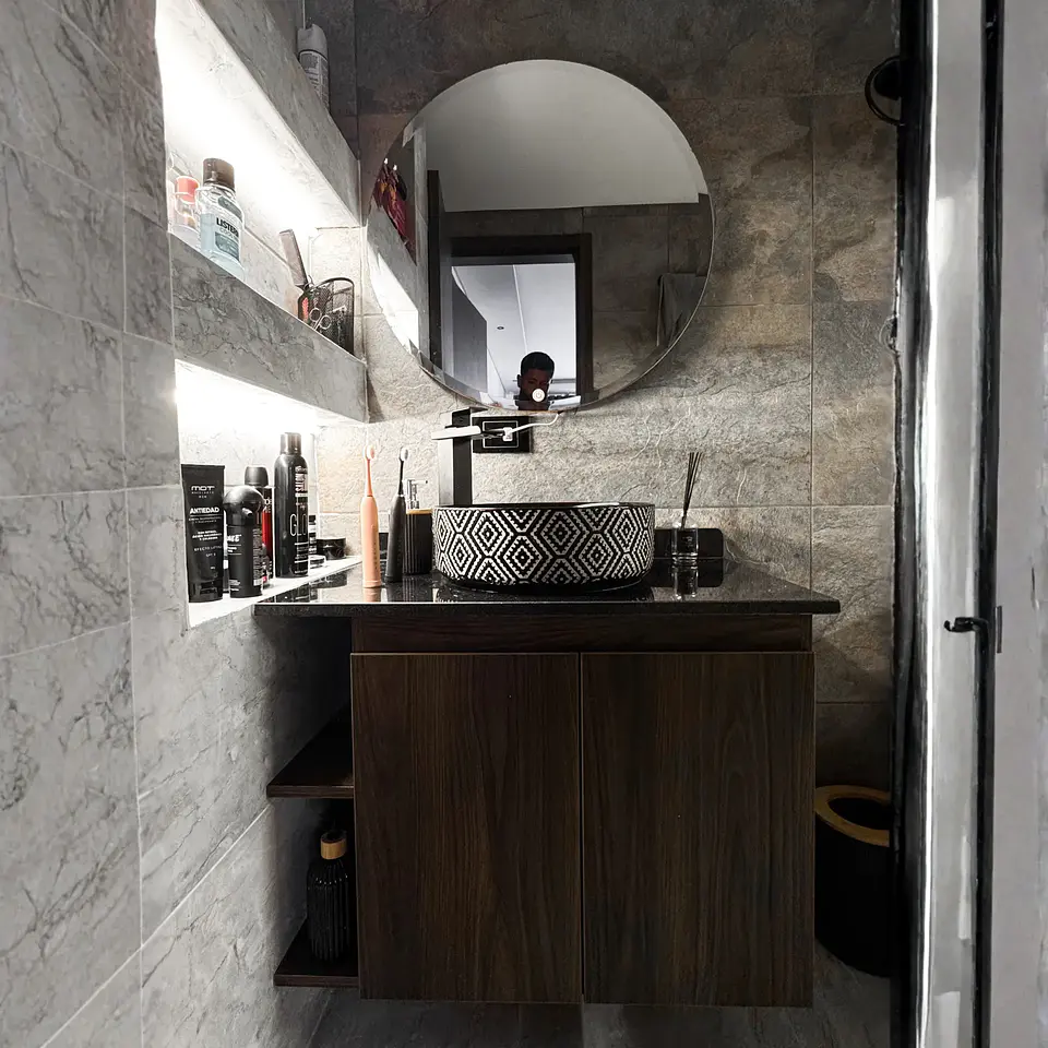 Mueble de Baño Madera Oscura 1