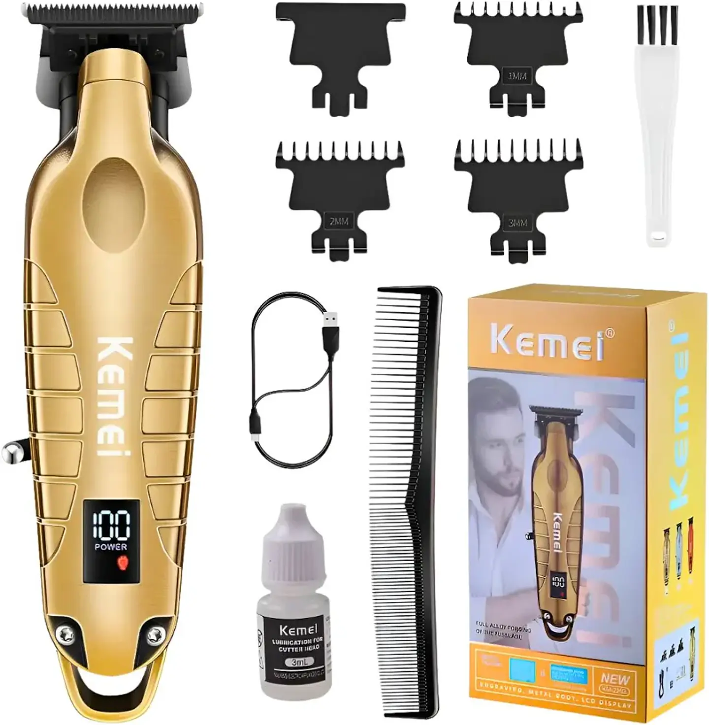 Kemei KM-2293 Dorado Trimmer Profesional Recargable 2