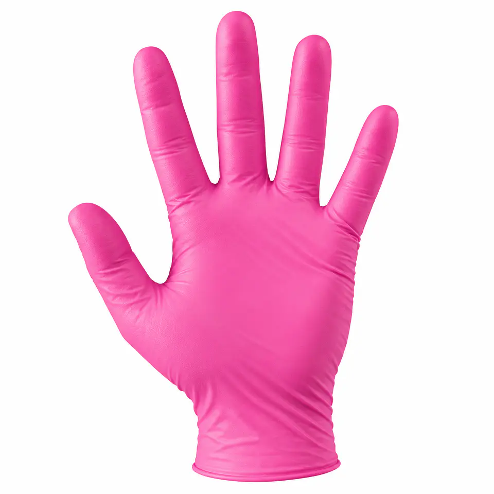 Guantes rosados de nitrilo talla S 100u 2