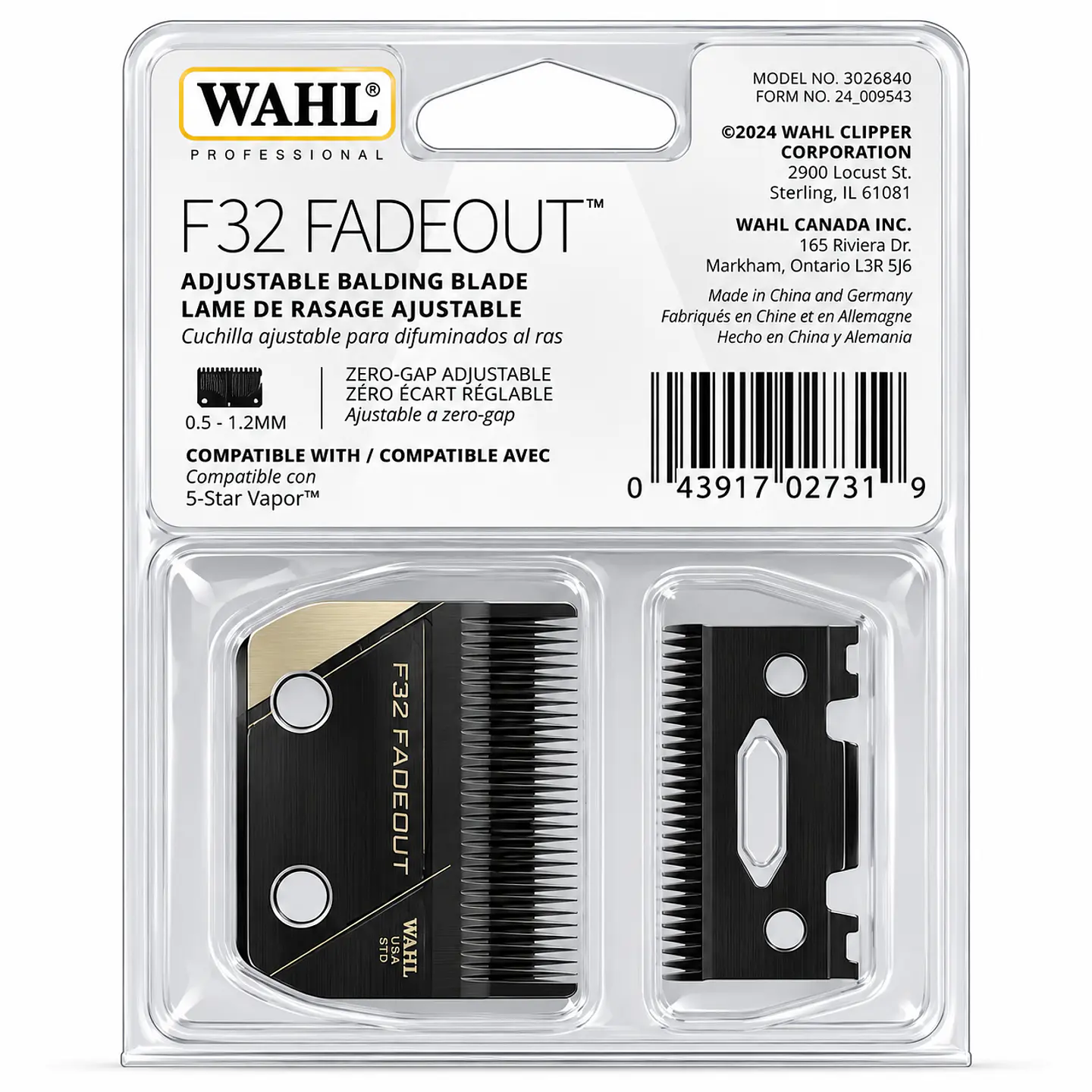 Cuchillas F32 FADEOUT para clipper whal vapor 1