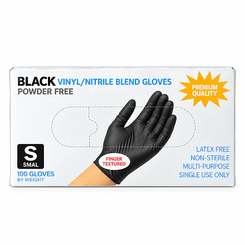 Guantes negros de nitrilo talla S 100u