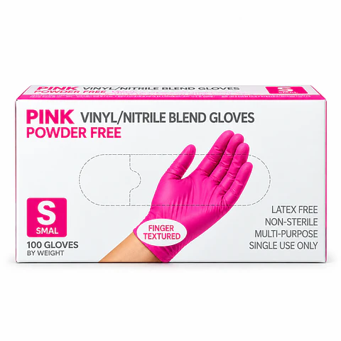 Guantes rosados de nitrilo talla S 100u