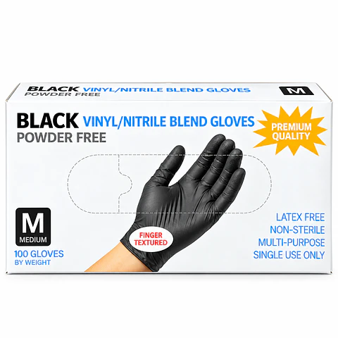 Guantes negros de nitrilo talla M 100u