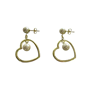 Aros corazón y perlas