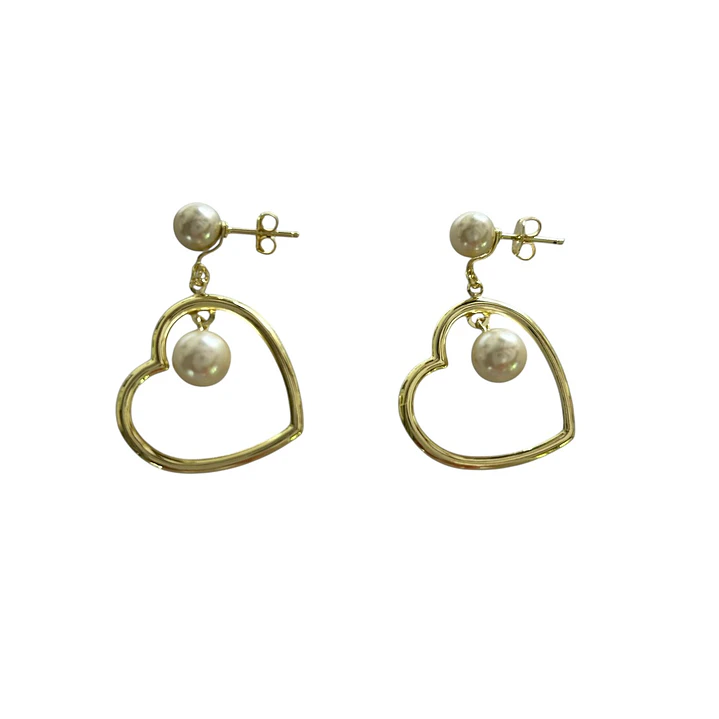 Aros corazón y perlas 1