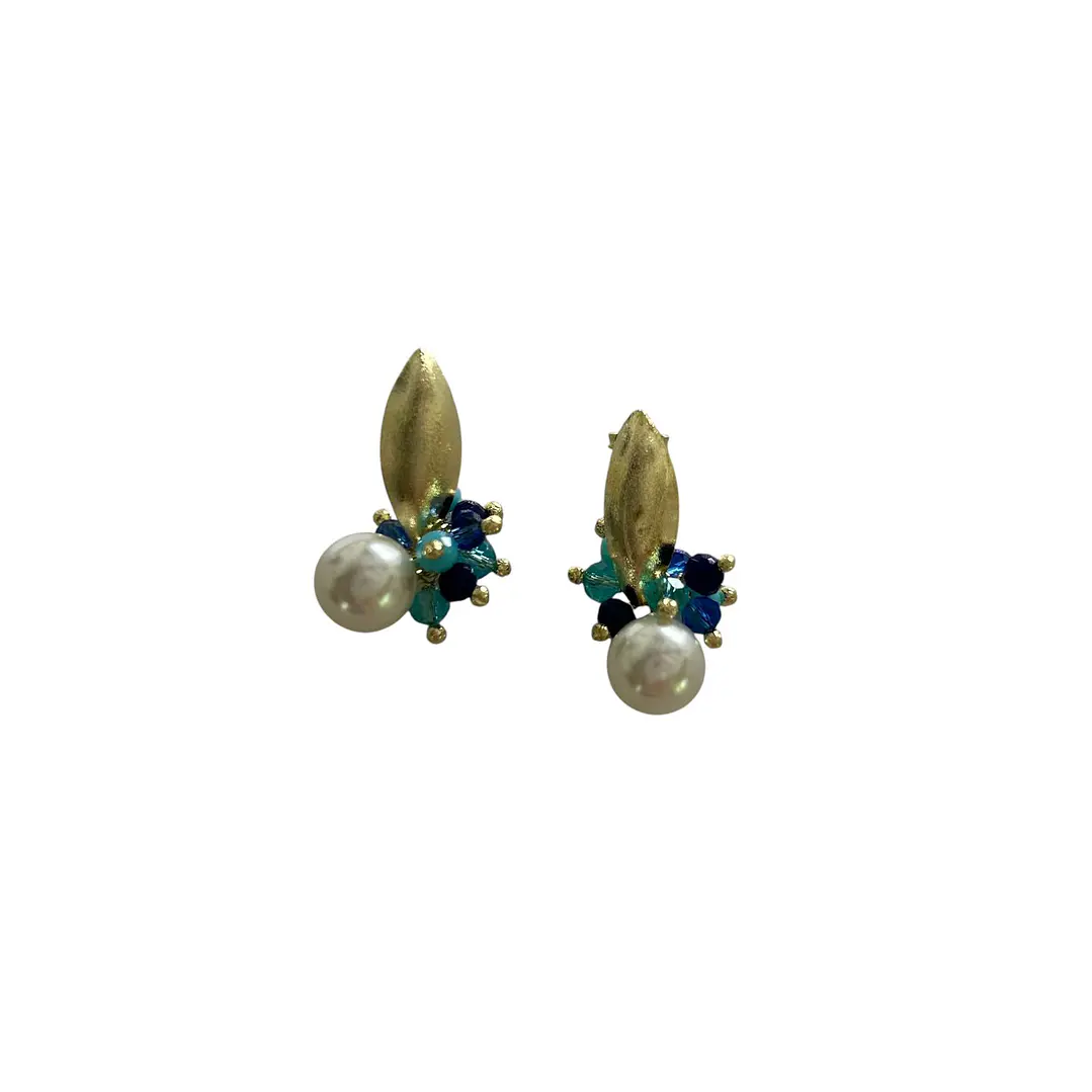 Aros cristales de colores y perla 1