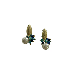 Aros cristales de colores y perla