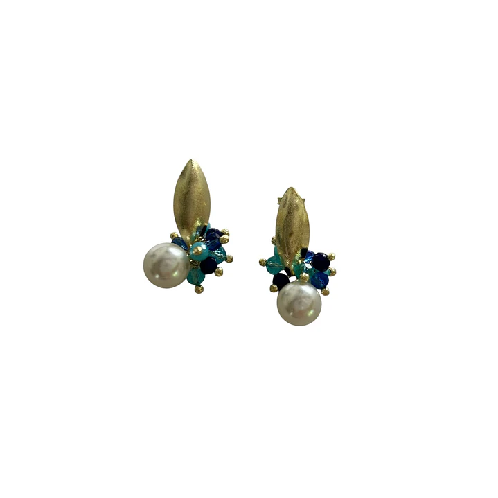 Aros cristales de colores y perla 1