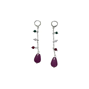 Aros largo cristales enchapado en plata 