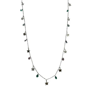 Collar largo estrellas y cristales de colores