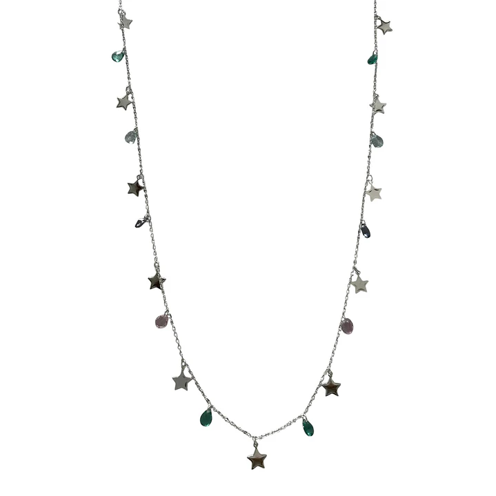 Collar largo estrellas y cristales de colores 1