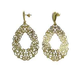 Aros gota filigrana enchapado en oro