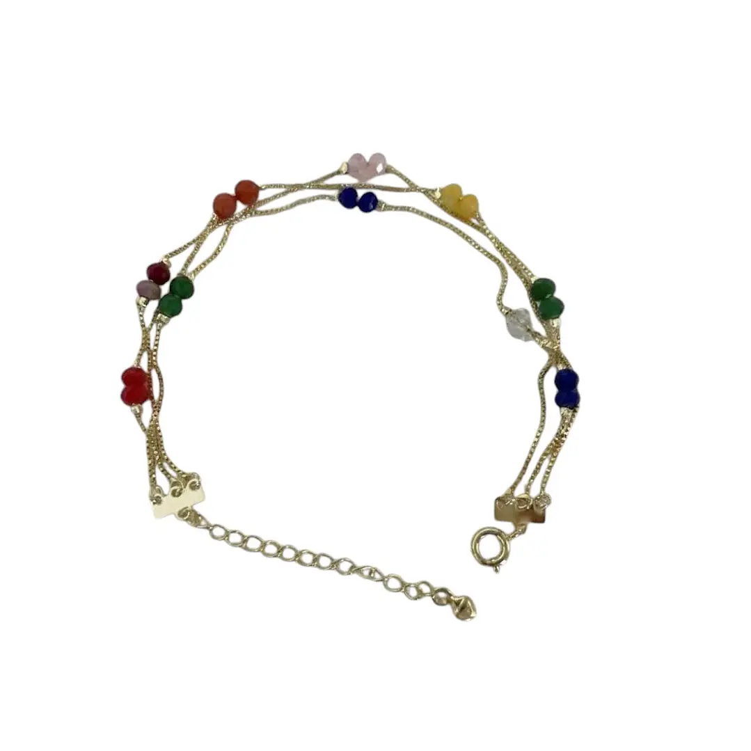 Pulsera triple cristales de colores enchapada en oro 1