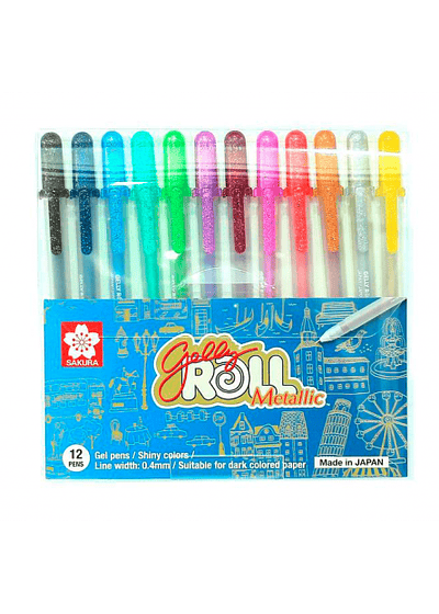 SET LAPICES GEL GELLY ROLL 12 COLORES METÁLICOS