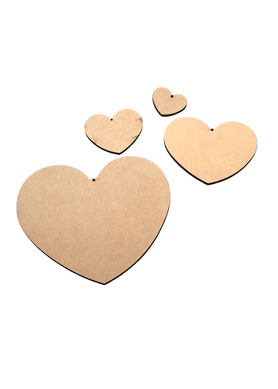 SET CORAZONES MDF 4 UNIDADES