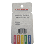 BANDERITA NEON 5 COLORES 1.25 x 4.3 CMS OFFIXNEW