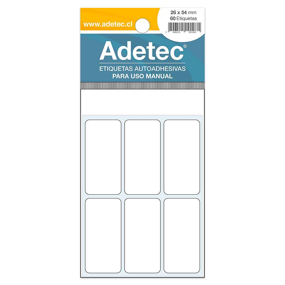 ETIQUETA ADETEC AUTOAD.53X82mm BLANCA