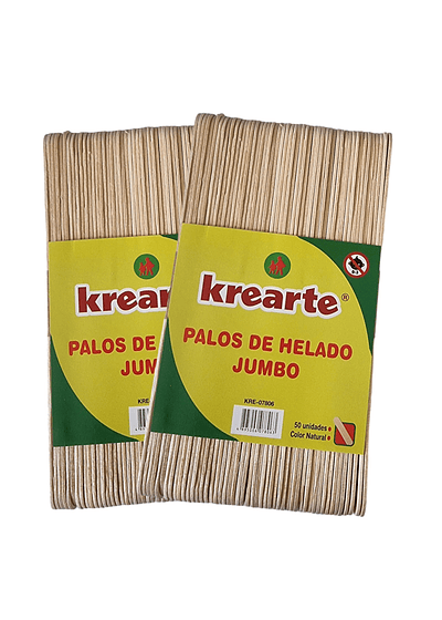 PALOS DE HELADO JUMBO NATURAL 50 UNIDS. KREARTE