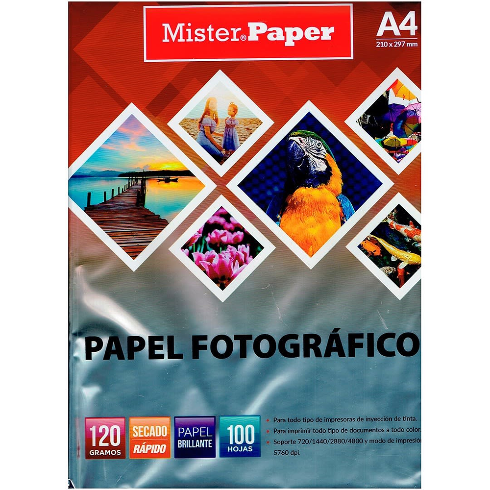 PAPEL FOTOGRAFICO GLOSSY 100 HOJAS.