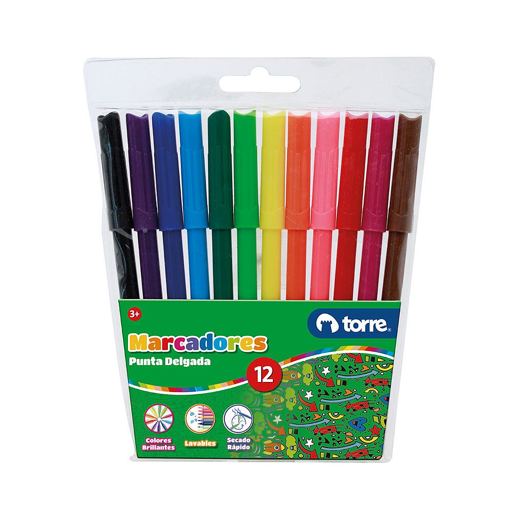 MARCADORES DIBUJO SCRIPTO 12 COLORES