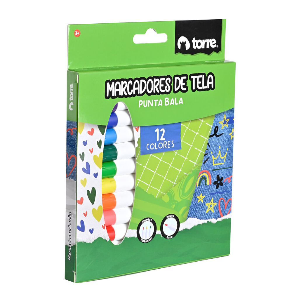 MARCADORES DE TELA 12 COLORES
