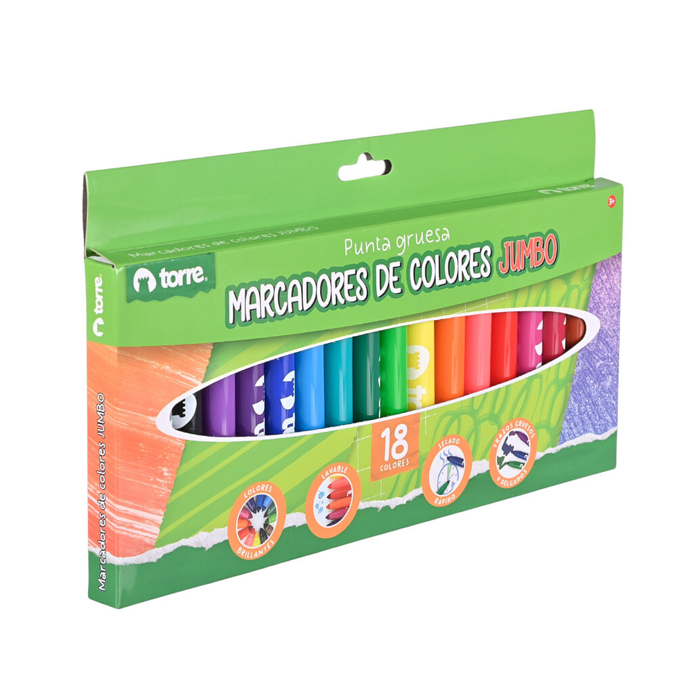 MARCADORES DIBUJO JUMBO 18 COLORES