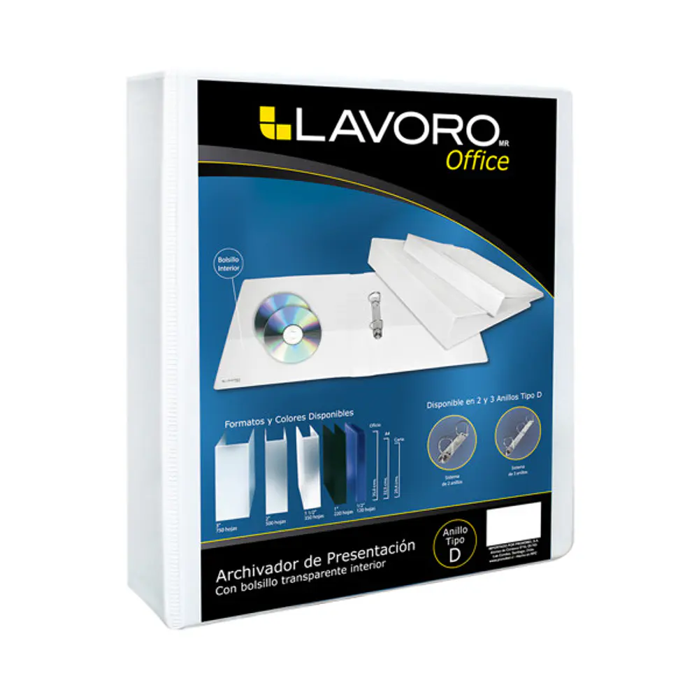 ARCHIVADOR LAVORO 2 ANILLOS OFICIO 1 1/2" 